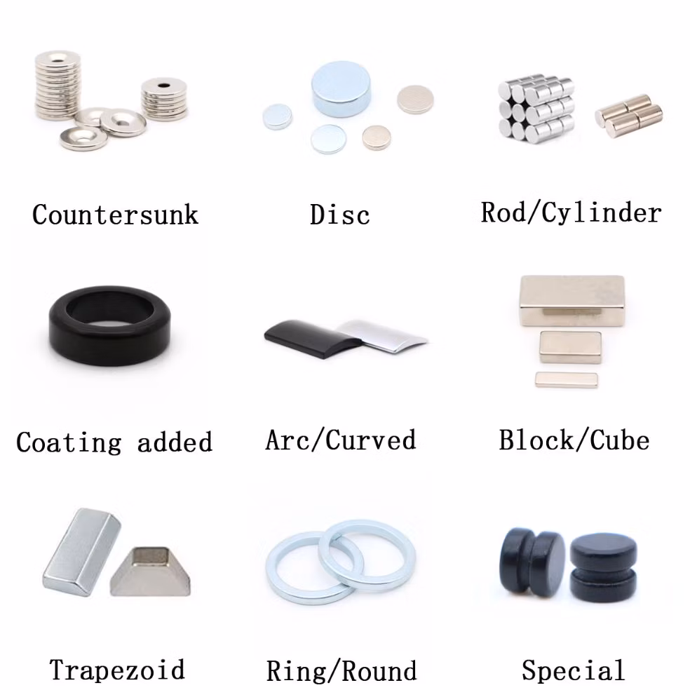 China N35-N52 Custom Disc Ring Round Arc Block Motor Speaker Industrial Magnetic Material Permanent Rare Earth Super Powerful Strong NdFeB Neo Neodymium Magnet