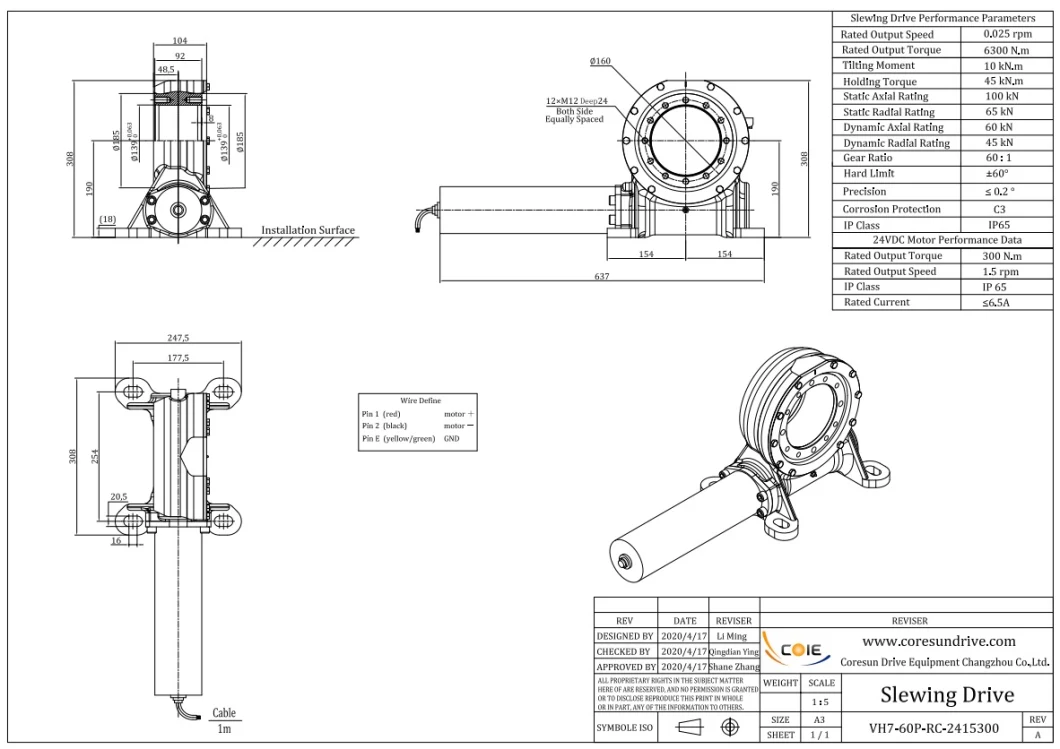 Slewing Drive Ball Bearing Gear Motor for PV Solar Tracker Power Energy