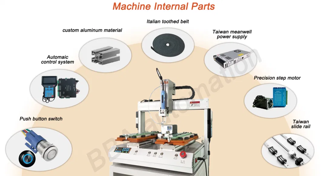 Desktop 4-Axis Blow-Type Single Head Dual Rail Automatic Screw Fastening Robot System Screwing Automation Robot Battery Assembly Plant Equipo Indutrial