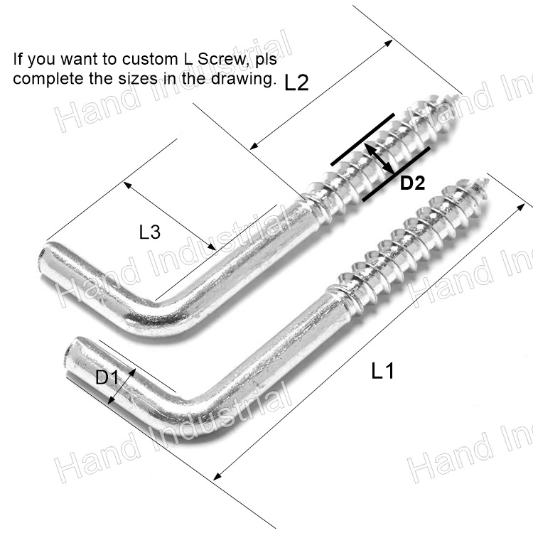 St4.2 St4.5 St4.6 St4.8 U Type J L I Eye Hook Bolt Galvanzied SUS304 316 Black Oxide Wood Floor Wall Furniture L Screw