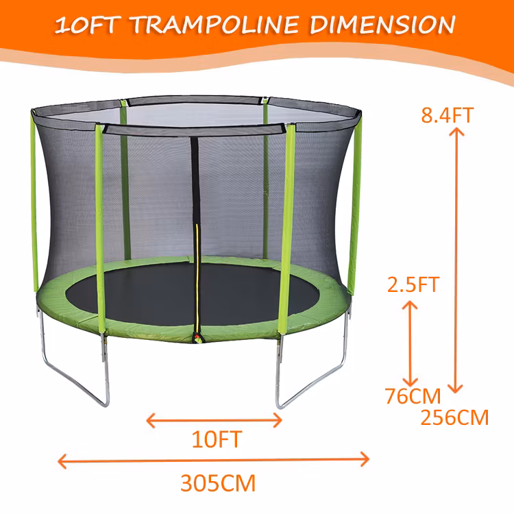 Funjump 10FT Trampoline Outdoor Bungee Trampoline with Protective Enclosure
