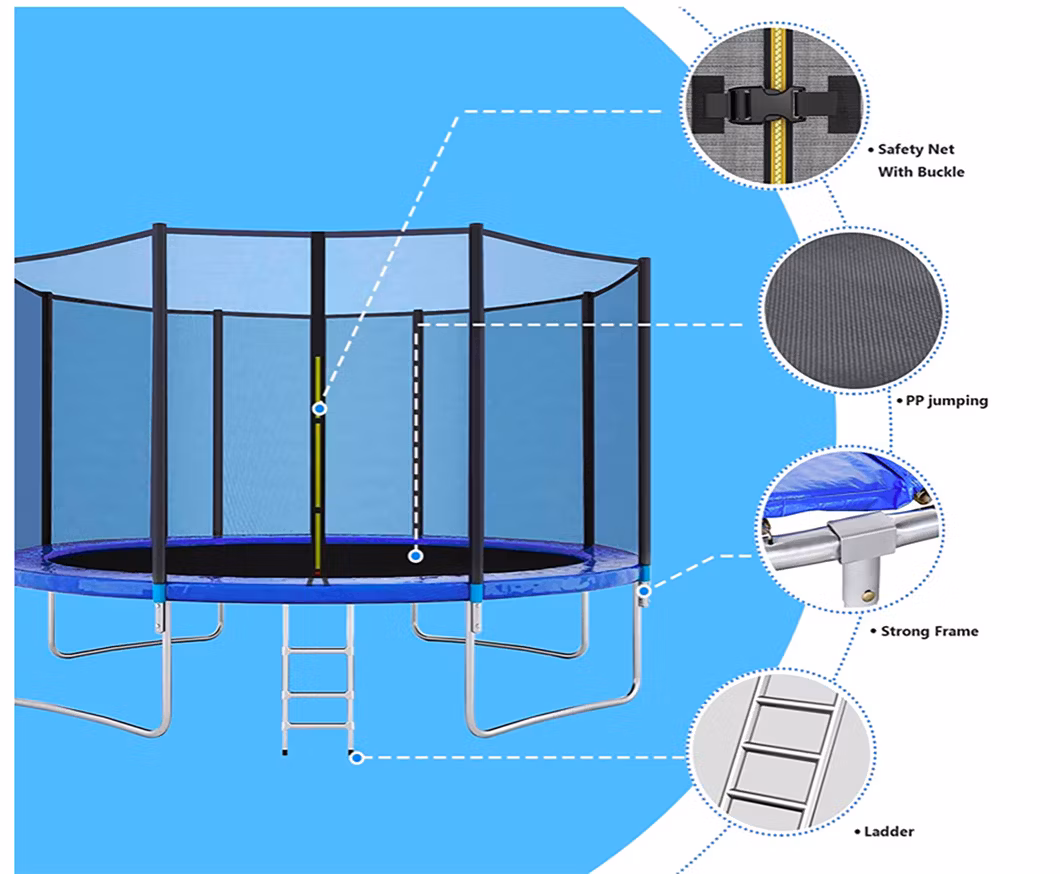 Wholesale Child Trampolines for Adults with Enclosures Round 12FT Trampoline Outdoor with Safety Net