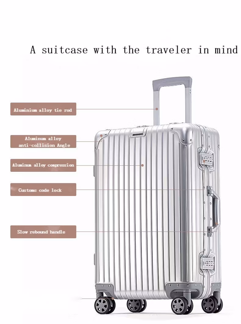Full-Durable Large-Capacity Aluminum Travel Luggage Set Tsa Lock Outdoor Trolley Case with Suitcase Target Audience Travelers