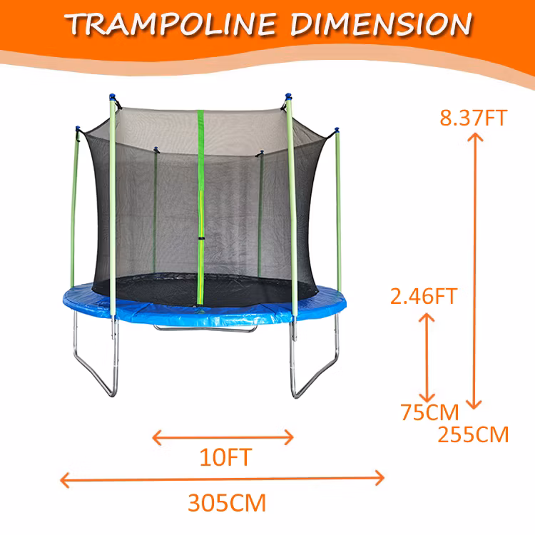 Funjump 10FT Outdoor Professional Round Garden Jumping Elastic Trampoline with Safety Enclosure
