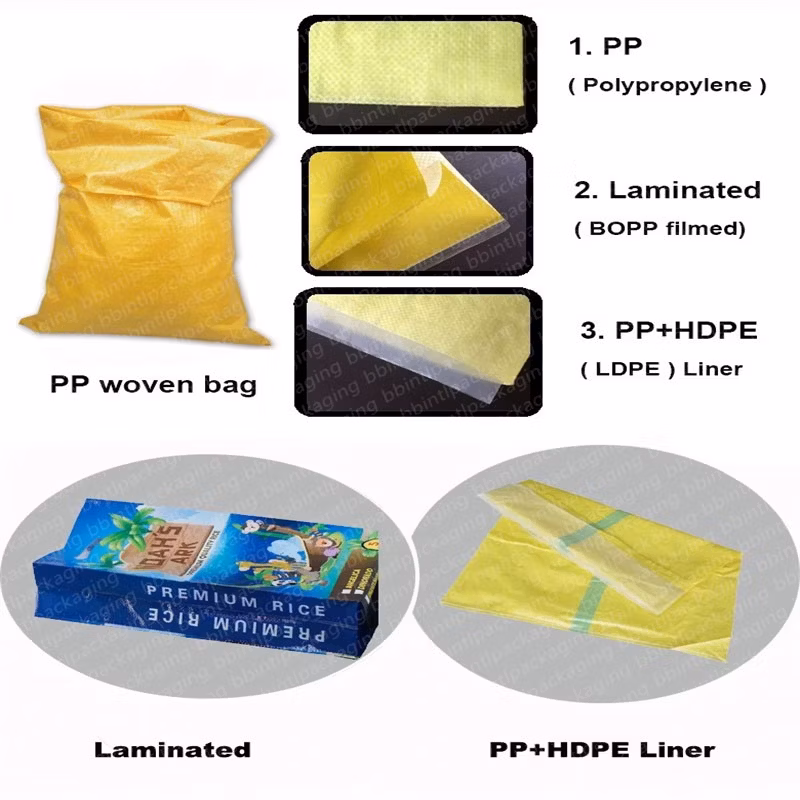 Custom Design Empty 50kg Plastic PP Woven Bag 50 Kg Polypropylene Sack BOPP Laminated Rice Packing Bag