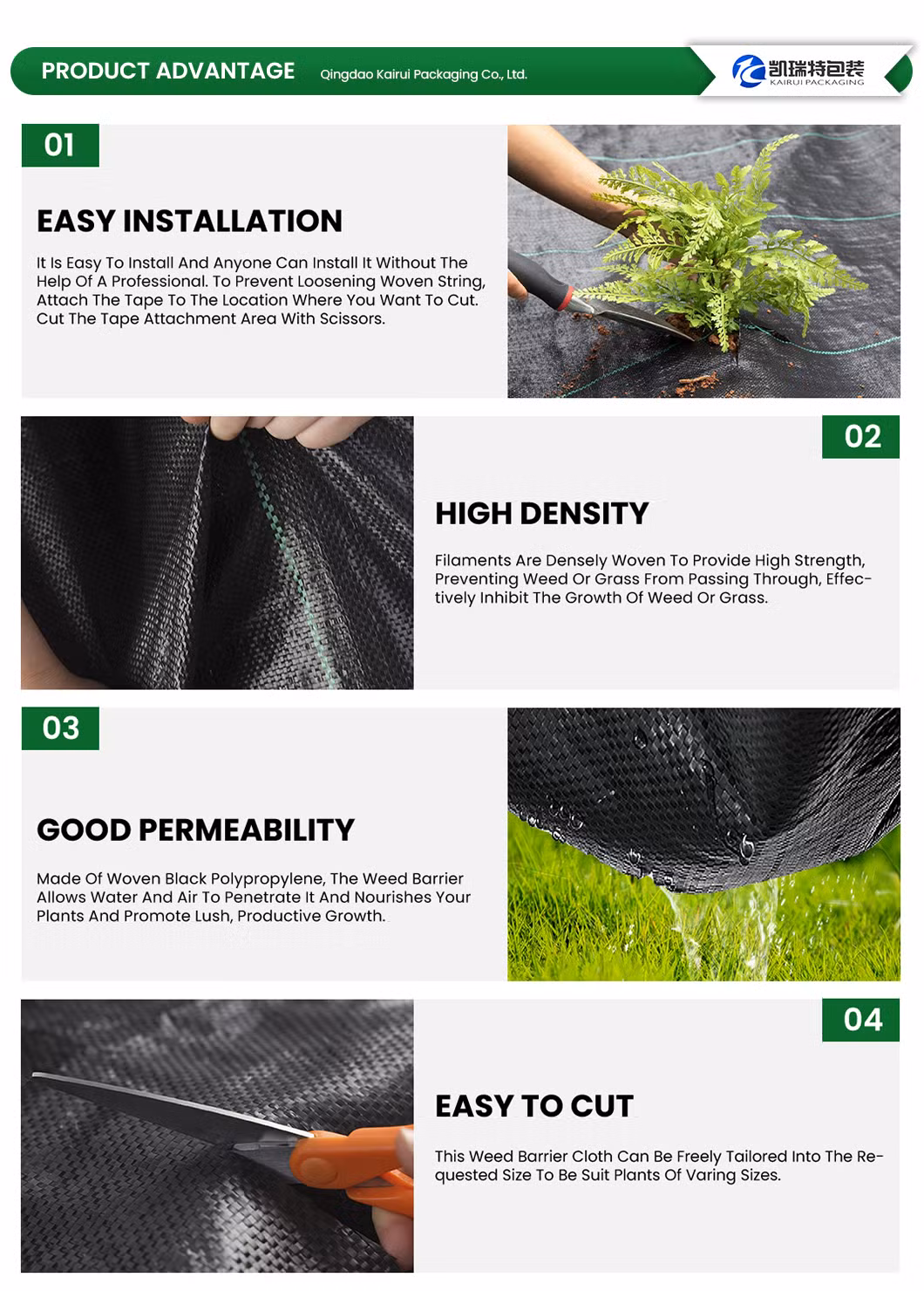 UV Treated Agriculture Weed Barrier PP Woven Fabric Anti Weed Mat Weed Control Ground Cover