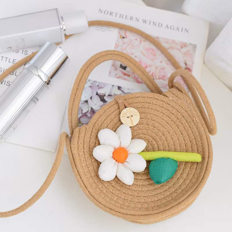 (V2975) Popular Woven Bag Summer Niche New Trend Fashion Flower One-Shoulder Ocean Air Beach Diagonal Bag