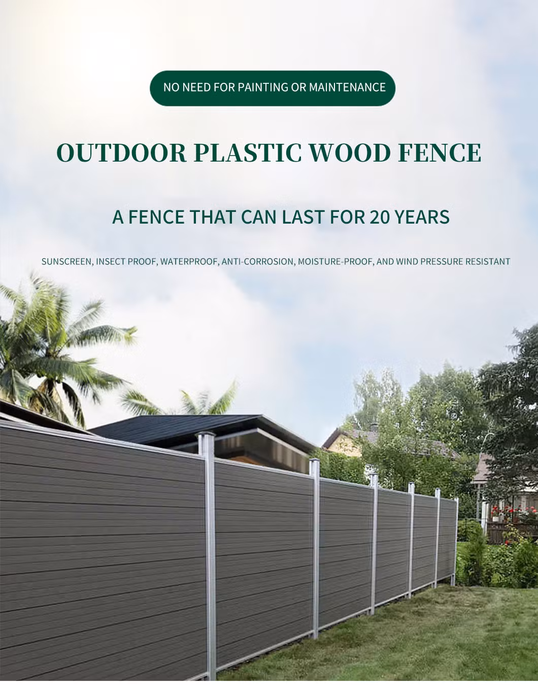 Decorative Yard Aluminium Panel Fence Metal Customized Durable Garden Privacy Fencing