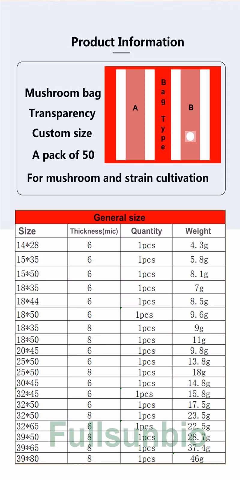 Plastic Packaging Bags for Mushroom Growing with Autoclavable Feature and Customizable Size