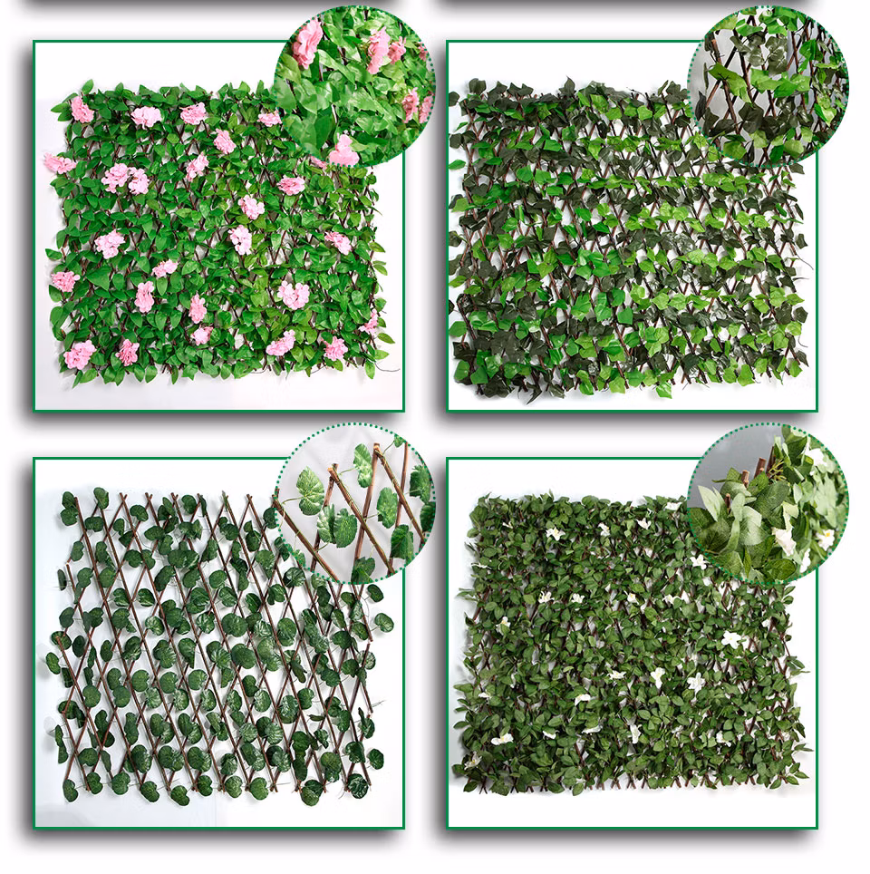 Wholesale Artificial Green Hedge Topiary IVY Fence Foliage Expandable Trellis for Garden Decor