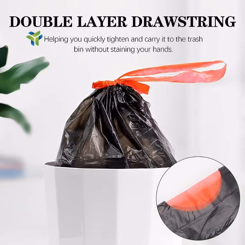 Hot Sale China Factory ODM OEM Wholesale Plastic 13 33 42 50 55 56 65 Gallon Bin Household Construction Waste Trash Rubbish Drawstring Garbage Bag on Roll