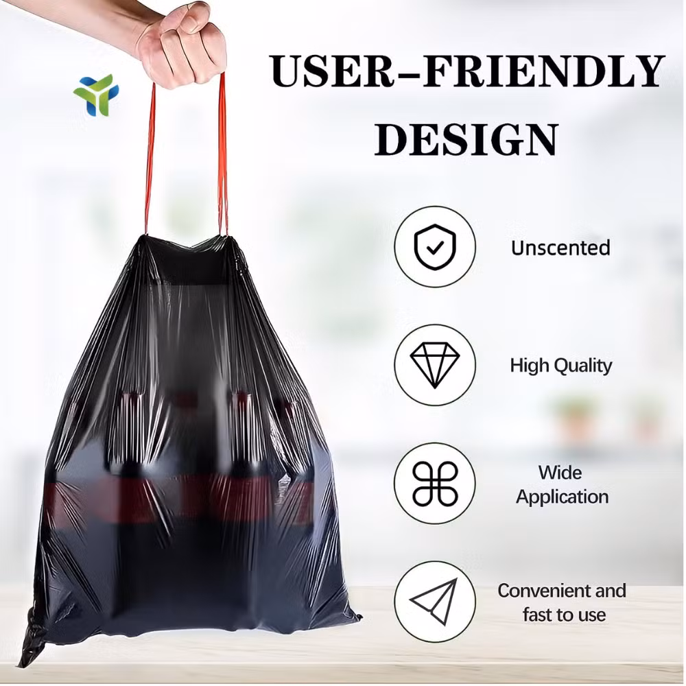 Hot Sale China Factory ODM OEM Wholesale Plastic 13 33 42 50 55 56 65 Gallon Bin Household Construction Waste Trash Rubbish Drawstring Garbage Bag on Roll