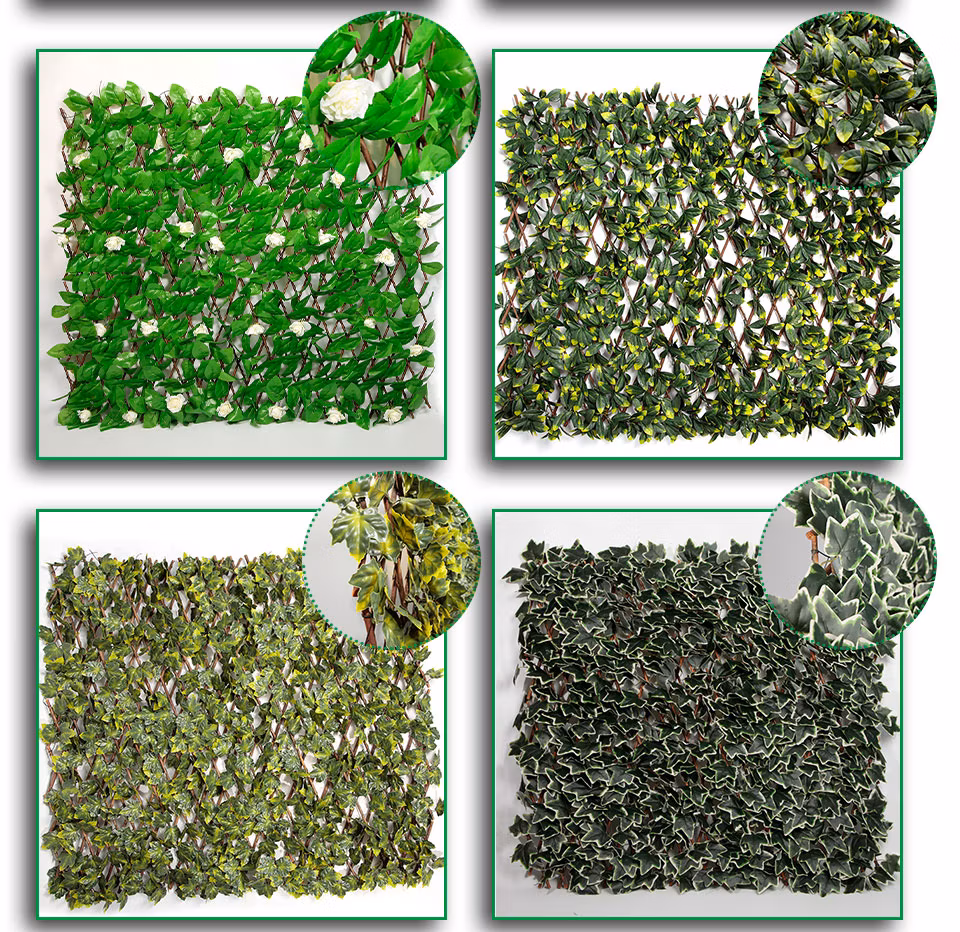 Wholesale Artificial Green Hedge Topiary IVY Fence Foliage Expandable Trellis for Garden Decor