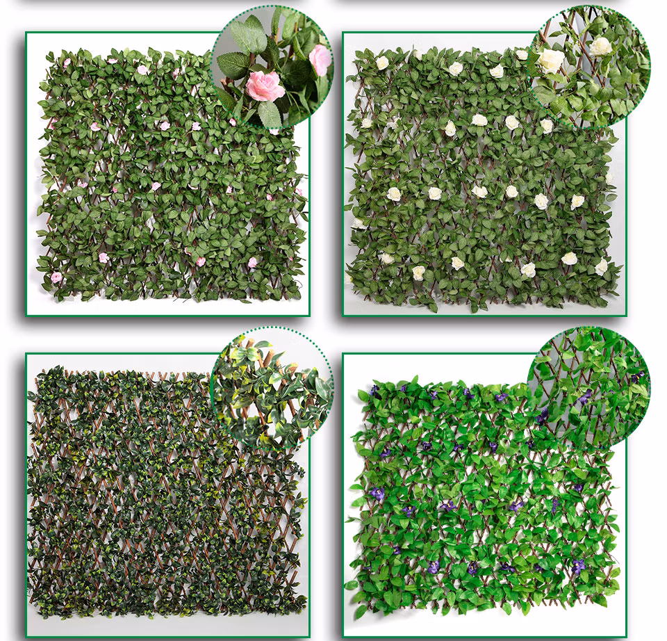 Wholesale Artificial Green Hedge Topiary IVY Fence Foliage Expandable Trellis for Garden Decor