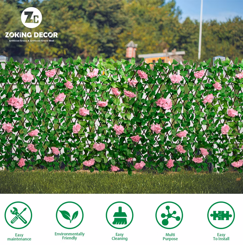Wholesale Artificial Green Hedge Topiary IVY Fence Foliage Expandable Trellis for Garden Decor