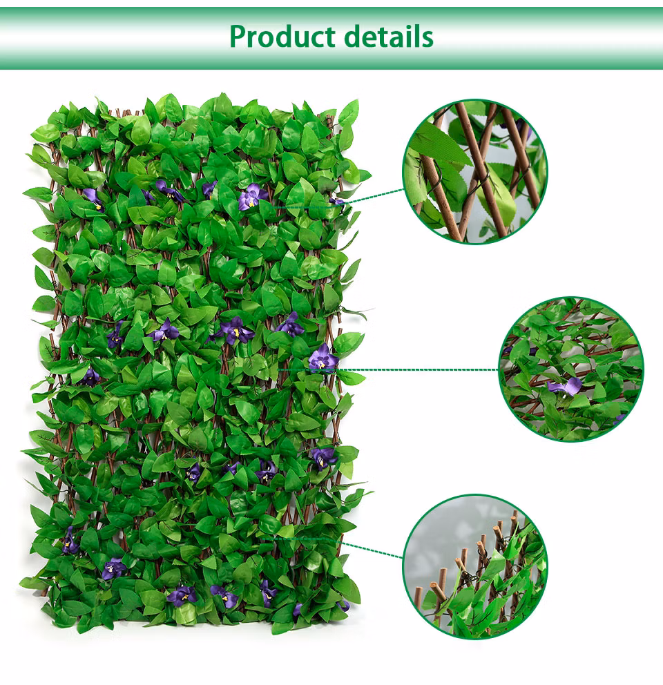 Wholesale Artificial Green Hedge Topiary IVY Fence Foliage Expandable Trellis for Garden Decor