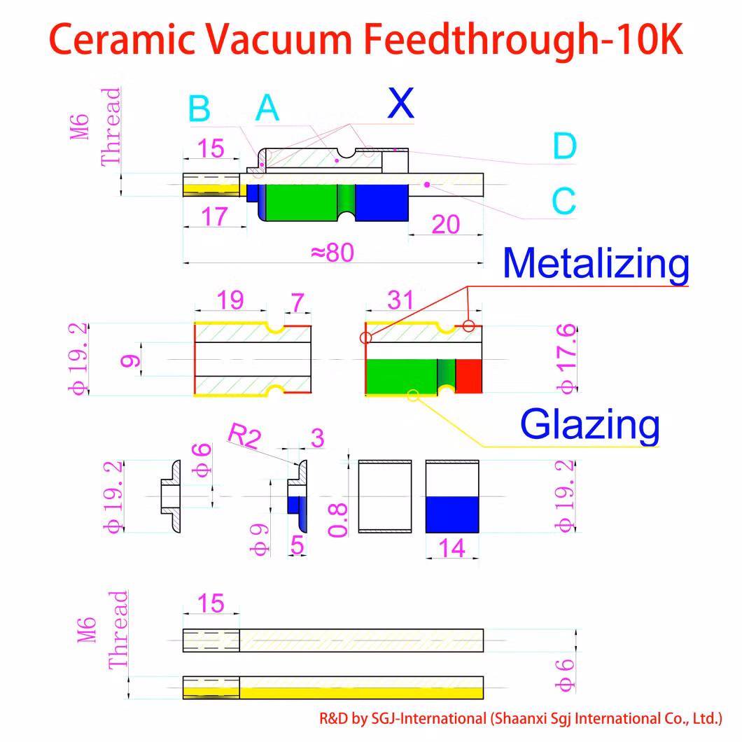 Sgj Ceramic Metal Seal Assemblies Core Components for Medical Particle Accelerator in RF Window with Water Cooling Structure