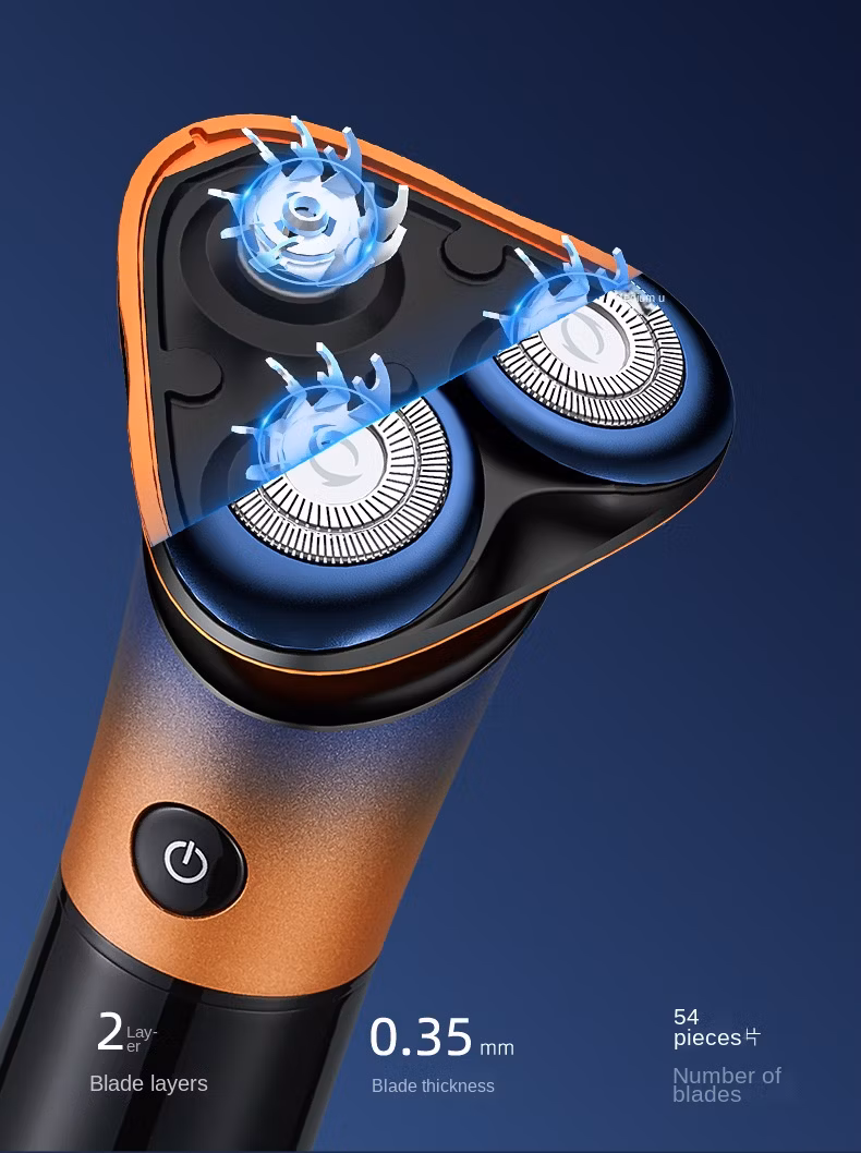 Rotary Floating Magnetic Shaver Three Blade Head with Digital Display Charging Razor Hair Trimmer