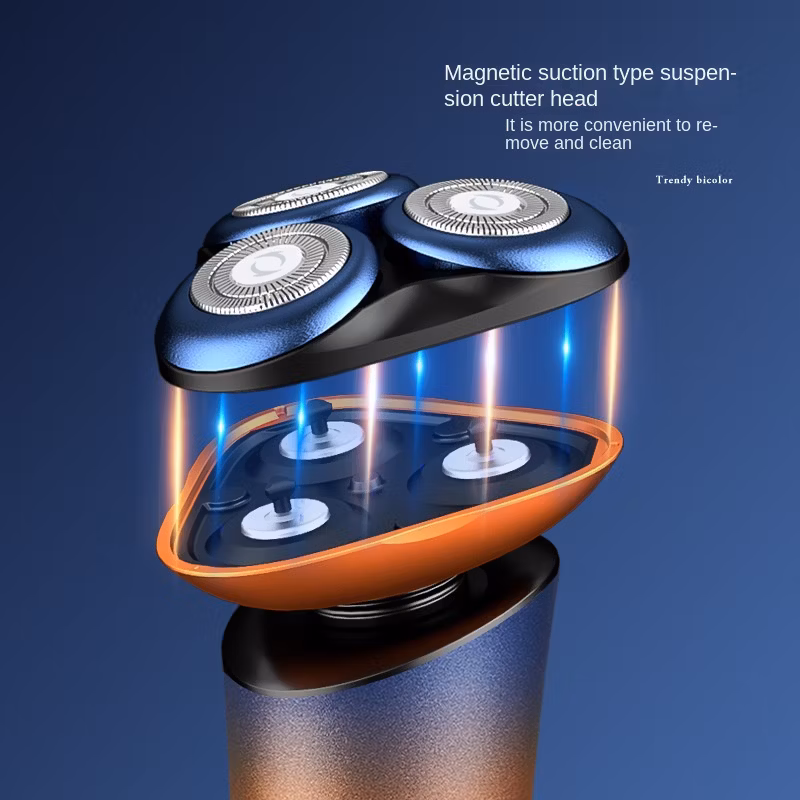 Rotary Floating Magnetic Shaver Three Blade Head with Digital Display Charging Razor Hair Trimmer