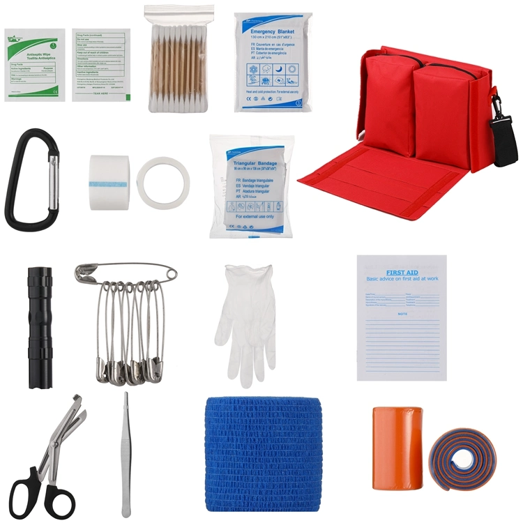 Hot Selling Waterproof Square Emergency Red Bag Convenient Camping Picnic Outdoor First Aid Case with Medical Things