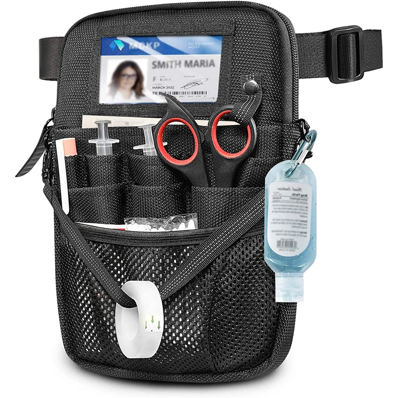 Multi Compartment Medical Gear Pocket Belt Bag Nursing Organizer Pouch Nurse Fanny Pack with Tape Holder