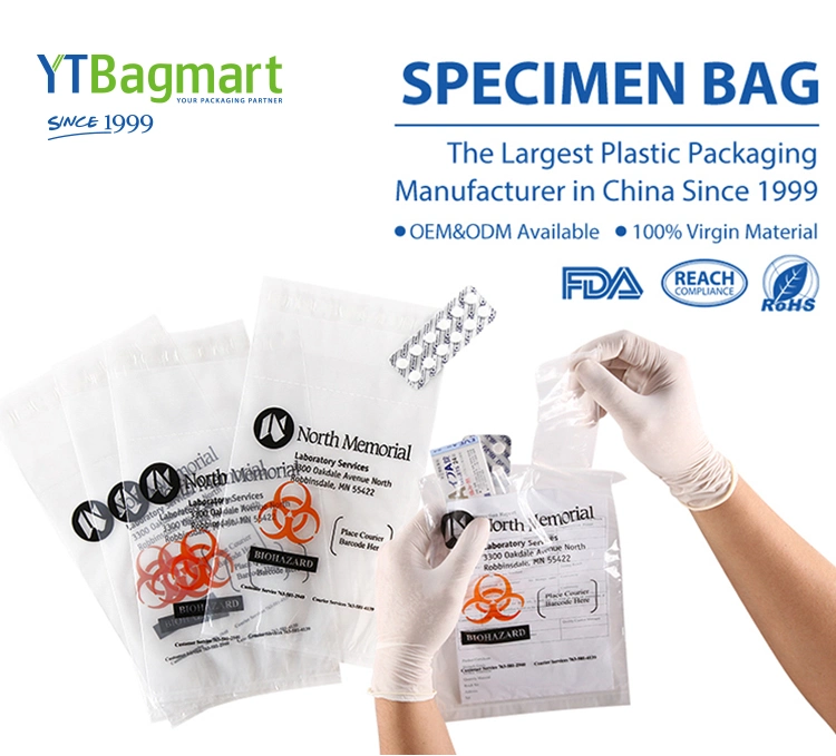 Customized Size, Color Printed, Adhesive/Liquid Tight Specimen Bag, Pill/Drug/Labortary/Medical/Sample Bag