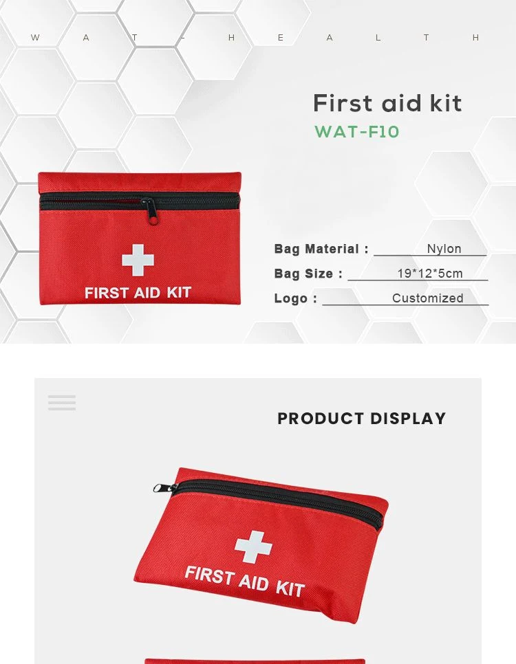 Medical Equipment Mini First Aid Kit Red Travel Nylon Emergency Pouch Bag with Zipper