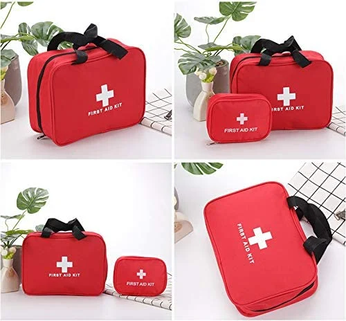 Red First Aid Kit Bag Empty Storage Compact Survival Medicine Bag for Home Office Travel Camping Kitchen Sport Outdoors