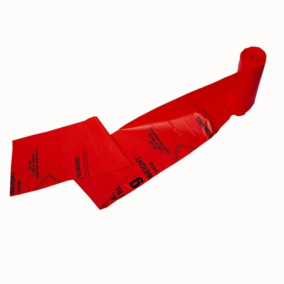 Hospital Plastic Autoclave Garbage Bag Red Medical Waste Bag with Biohazard Logo