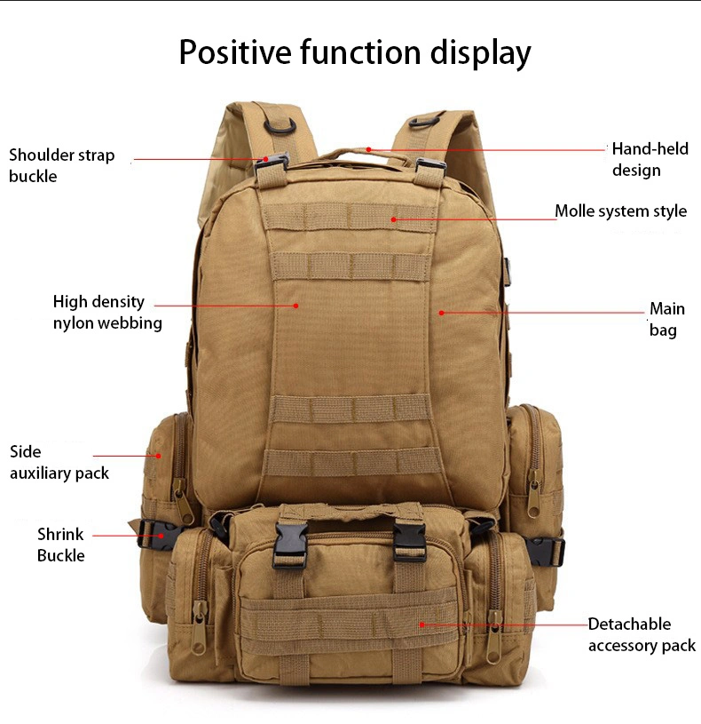 Outdoor Sports Waterproof Hiking Survival Bag Black Molle Mil Tactical Backpack