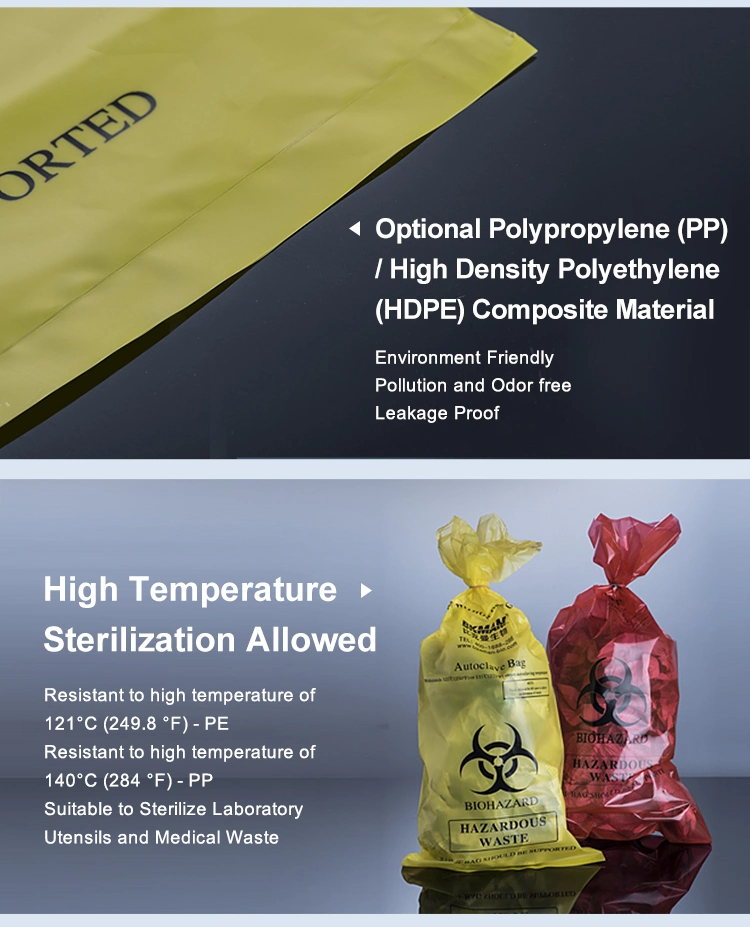 Medical Waste Biogradable Red Biohazard Bags Autoclavable Biohazard Bag Disposable