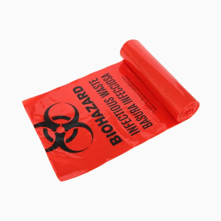 New Arrival Large Capacity Red Biohazardous Disposal Medical Waste Plastic Trash Bags on Roll