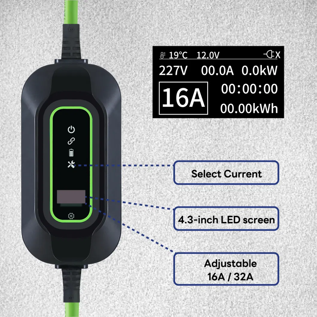 Type Portable EV Charger 32AMP 7.2kw with 5m Cable Cee Plug