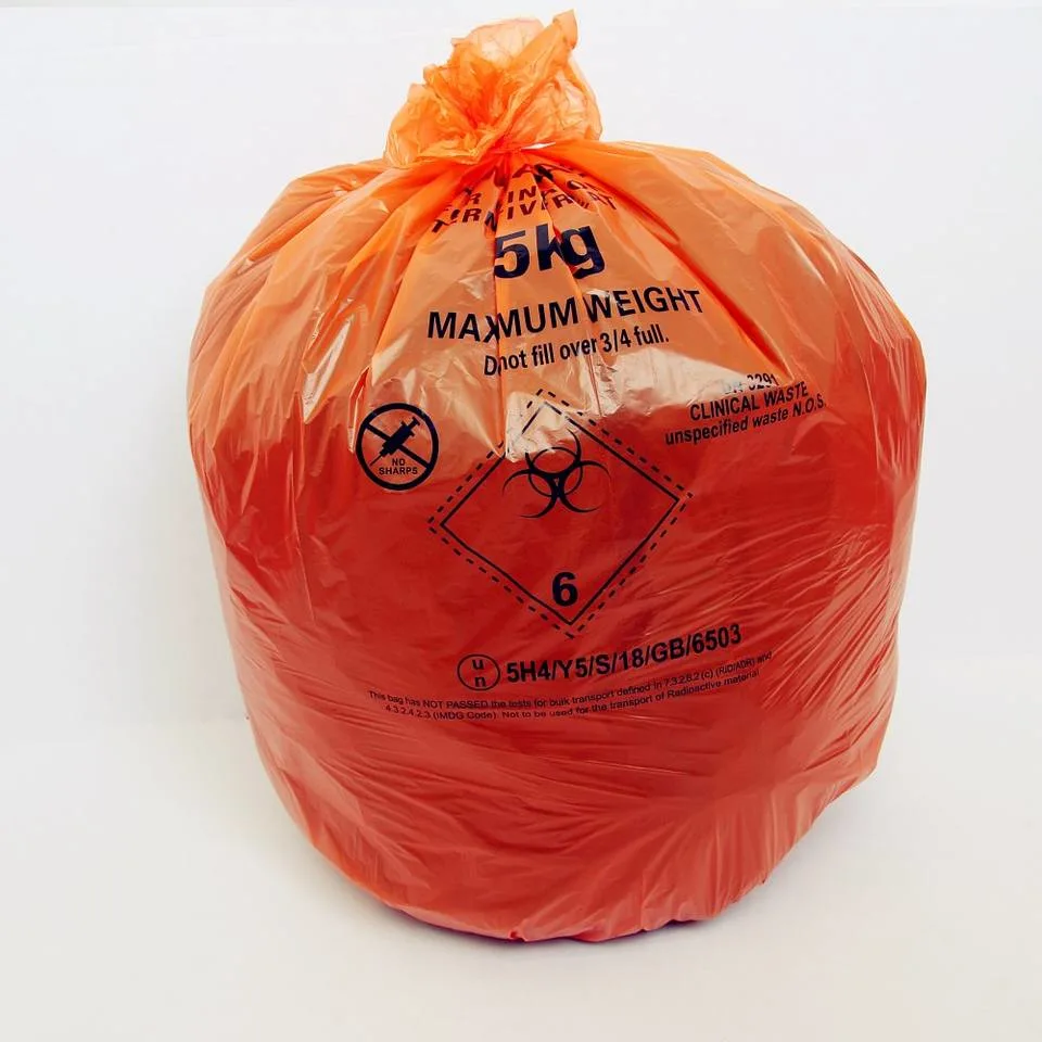 Hospital Plastic Autoclave Garbage Bag Red Medical Waste Bag with Biohazard Logo