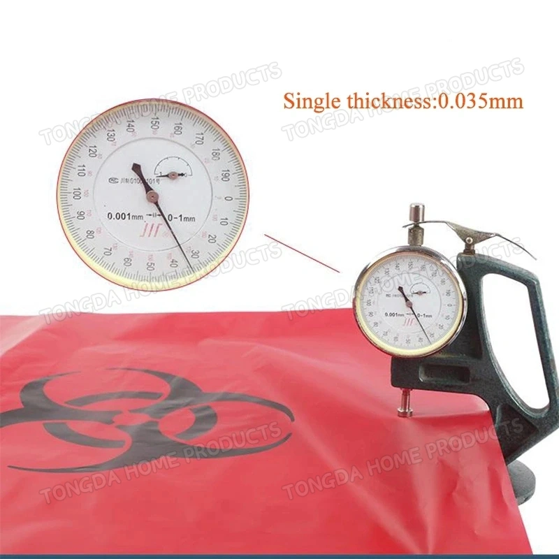 Customized Red Yellow Autoclave Plastic Medical Trash Bags Waste Garbage Bags Biohazard Bag on Roll