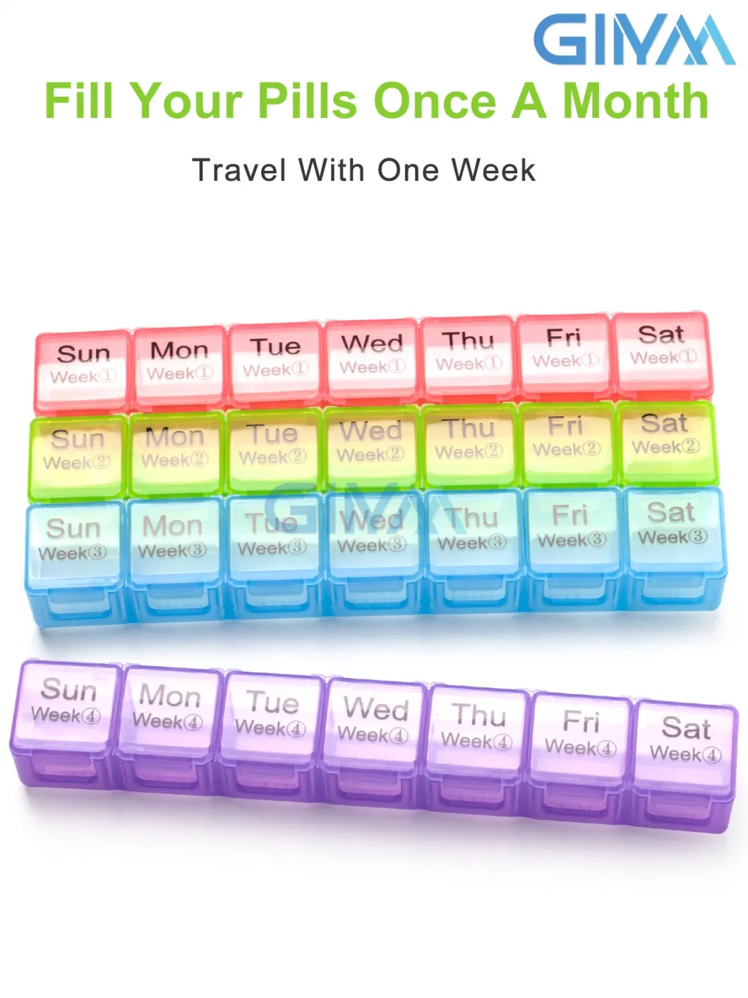 Large Monthly Pill Organizer 28 Day Case Organizer by Week