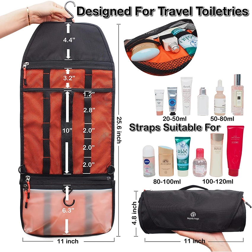 Hanging Toiletry Bag for Men, Roll up Dopp Kit Bathroom Shaving Shower Medicine Hygiene Bag for Traveling, Waterproof Lightweight Organizer Toiletry Bags