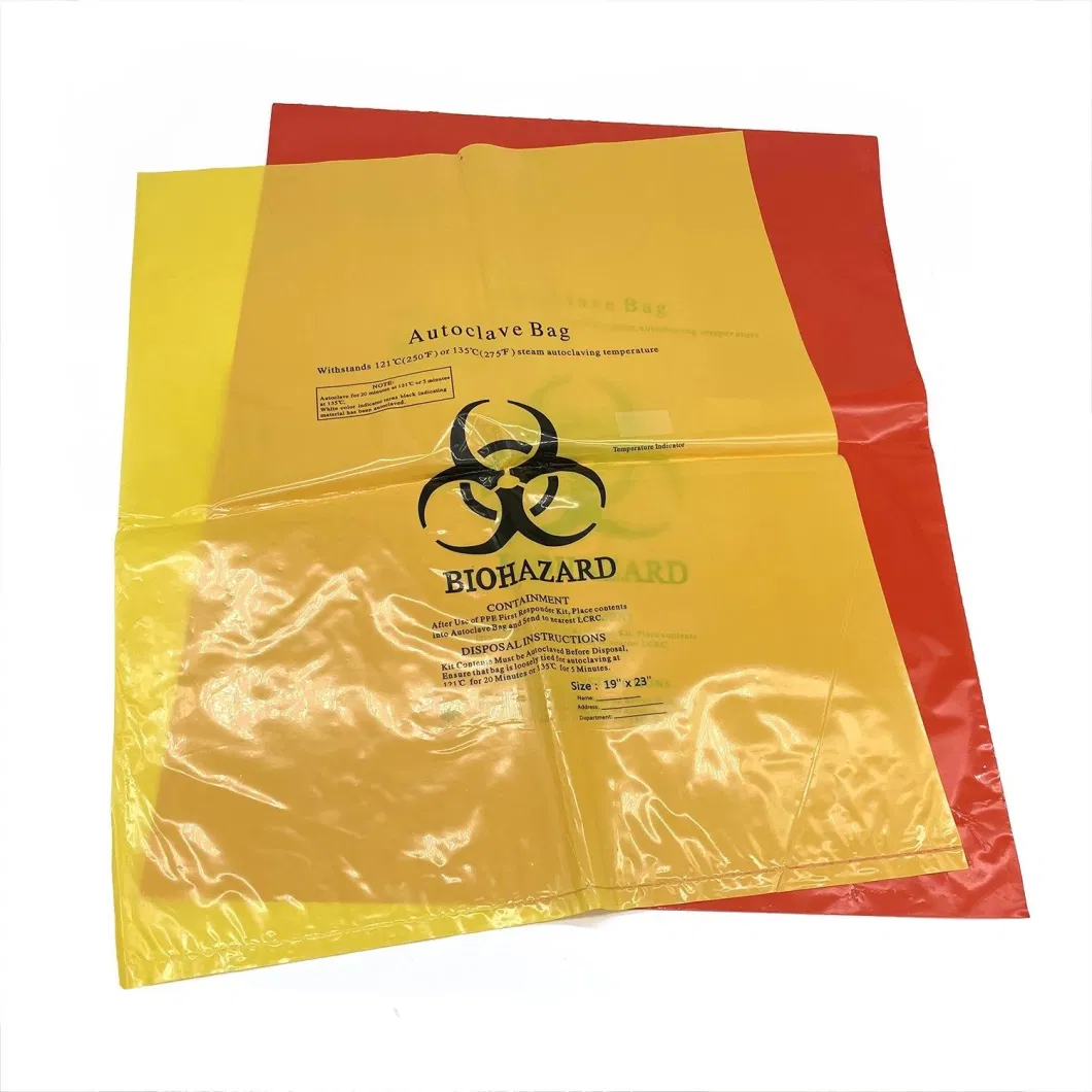 Medical Disposable Plastic PP HDPE Yellow Red Black Garbage Autoclavable Waste Bag Biohazard Bags