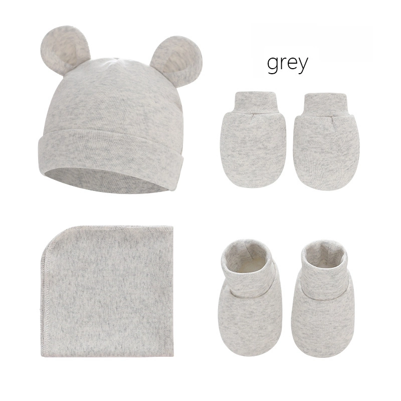 Newborn Fetal Hat Socks Set Cotton Warm Anti-Scratch Mittens Foot Covers Baby Hats Set Baby Hand Foot Covers