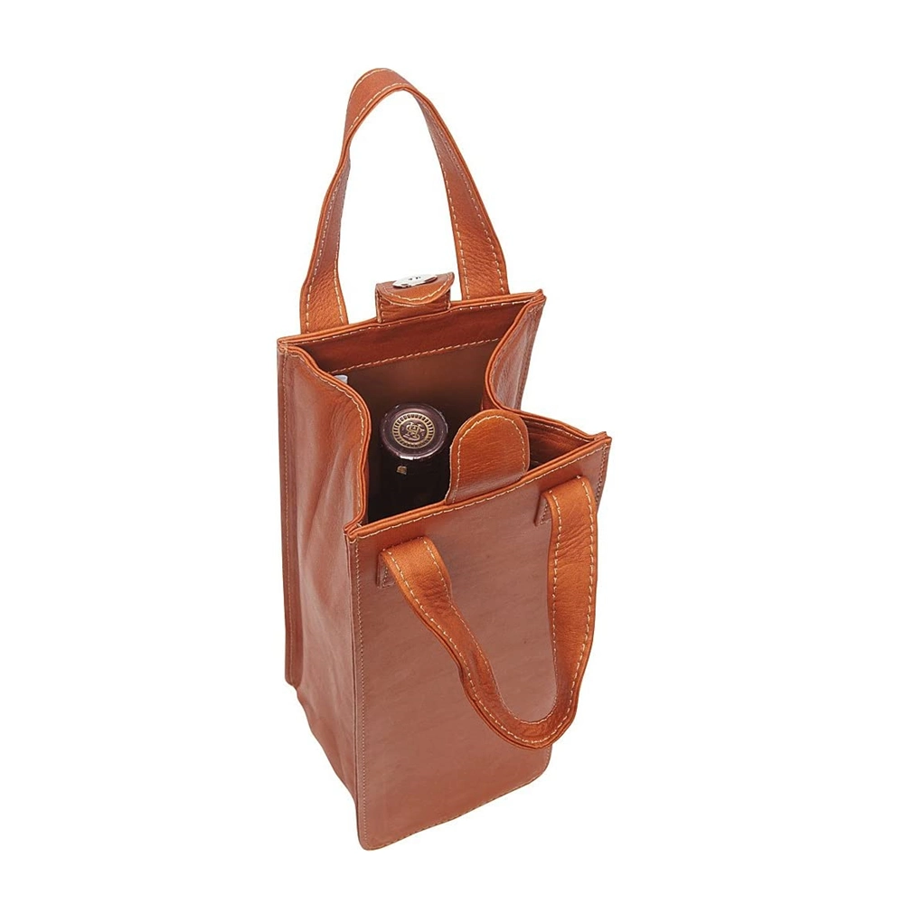 Factory Eco Friendly PU Leather Bags Single Bottle Case Custom Logo Nature Wine Bag