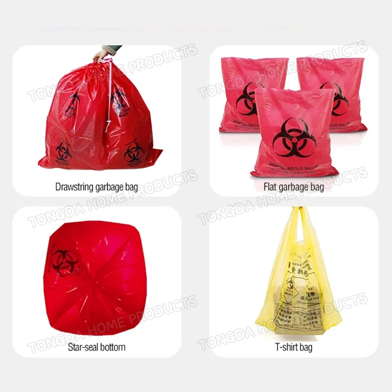 Customized Red Yellow Autoclave Plastic Medical Trash Bags Waste Garbage Bags Biohazard Bag on Roll