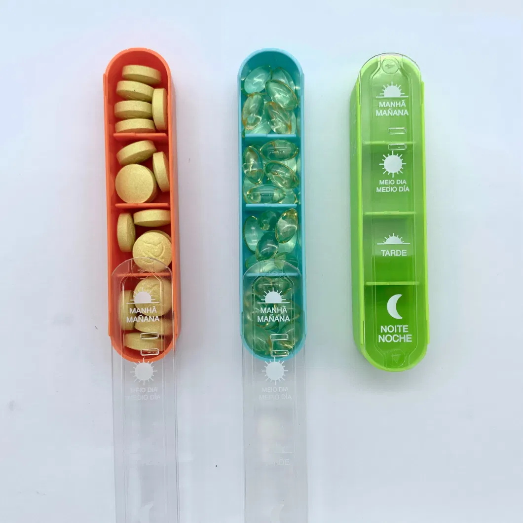 Premium Aesthetic 7 Days Weekly Medication Organizer with Colorful Small Slide Pill Case Custom Metal Logo Available.