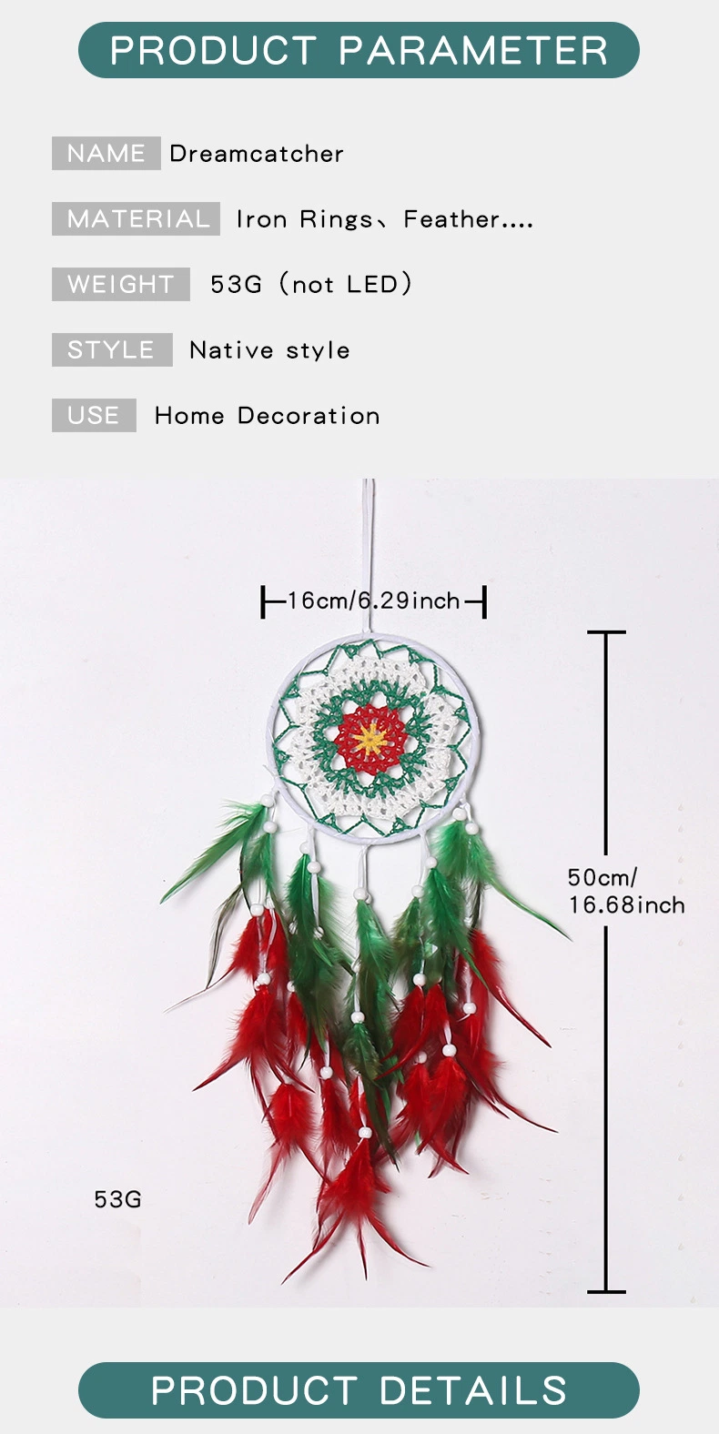 Christmas Color Dream Catcher Feather Decoration Wall Hanging Decoration