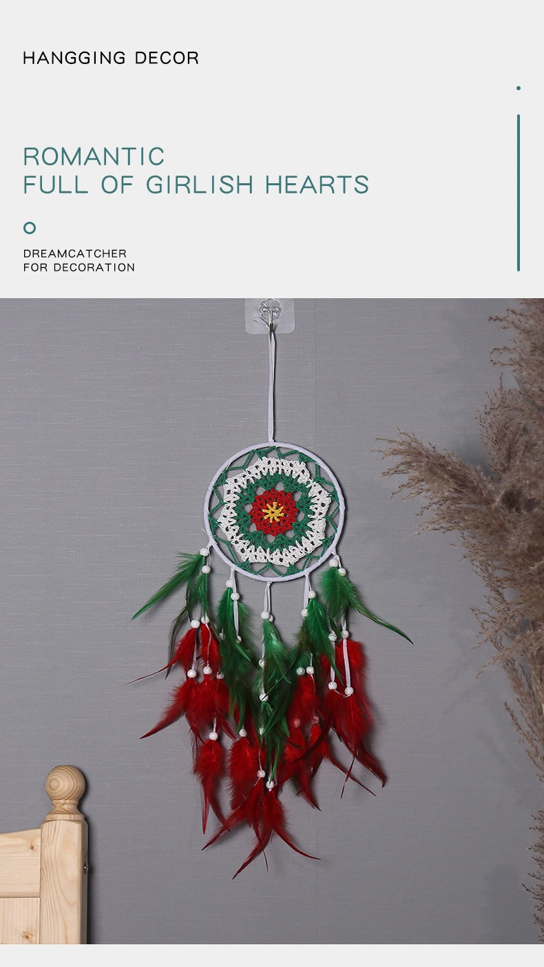 Christmas Color Dream Catcher Feather Decoration Wall Hanging Decoration