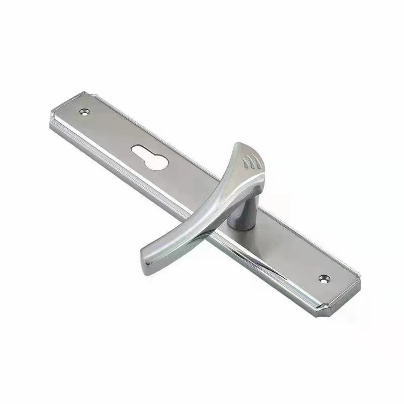 Two Colors Factory Modern Design Zinc Alloy Front Door Handle on Plate