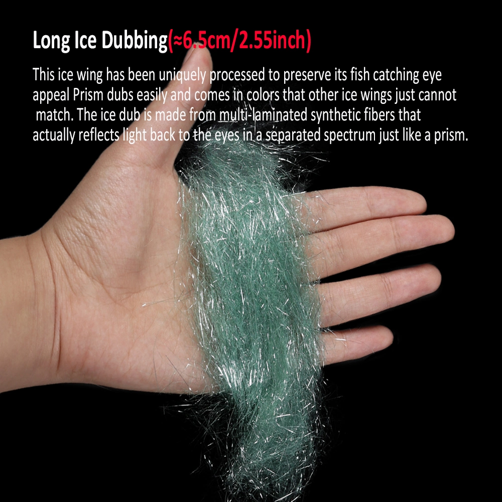 6.5cm Ice Dub Long Fly Tying Dubbing Materials Synthetic Sparkle Fibers for Nymph Salmon Baitfish Streamer