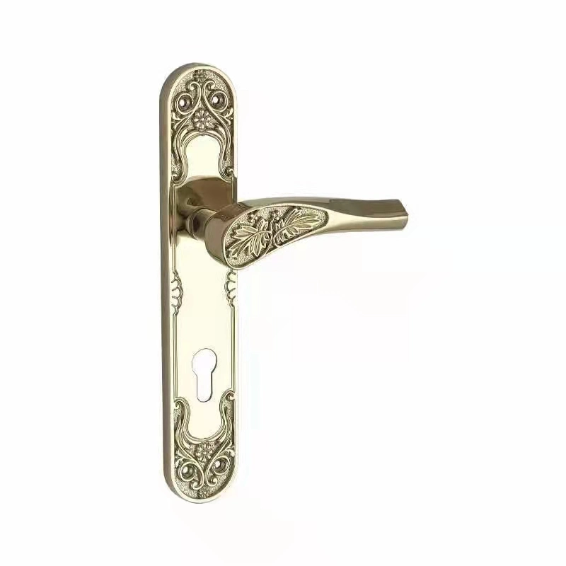 Two Colors Factory Modern Design Zinc Alloy Front Door Handle on Plate