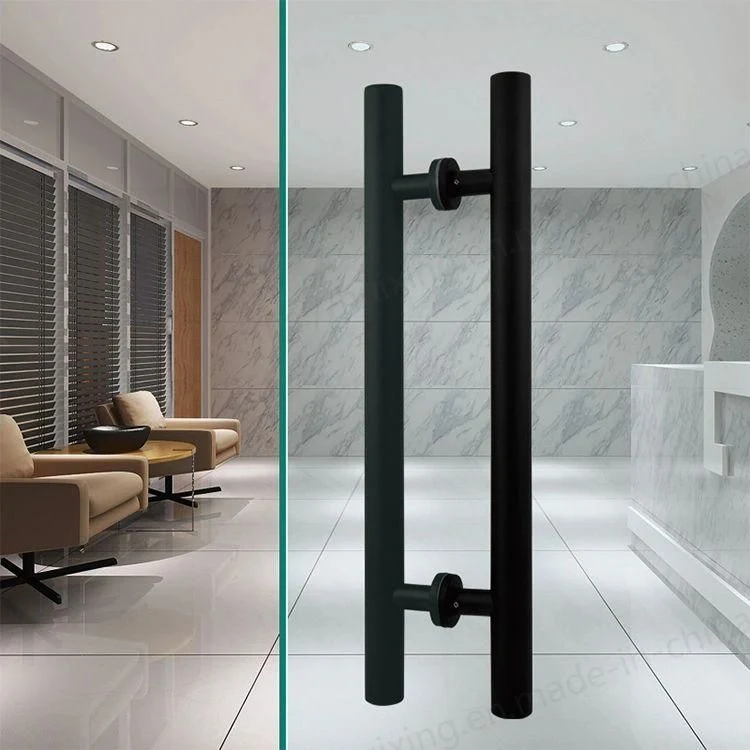 Stainless Steel H Shape Round Frameless Glass Door Hardware Ladder Mounting Pull Handle