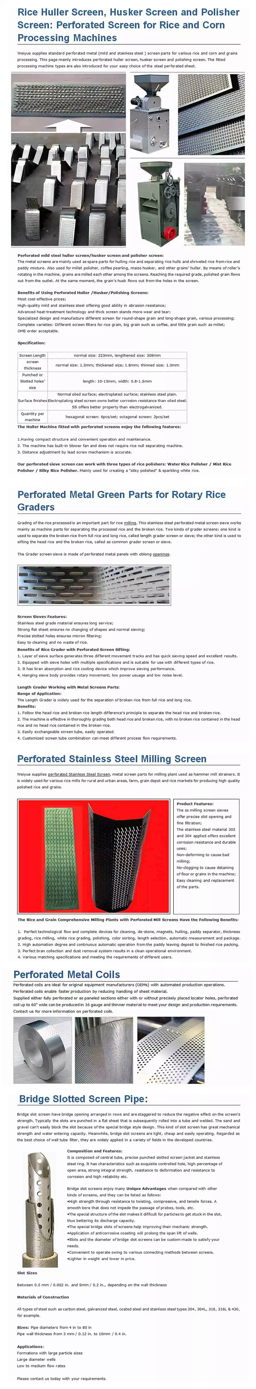 Perforated Metal Screen Combine Harvester Sieves