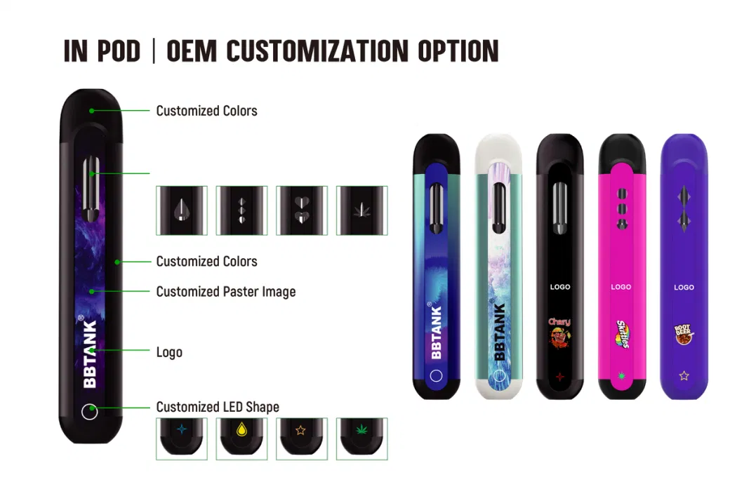 Customize Colors Which You Like Bbtank in Pod 2ml 1ml Empty Pen Pod